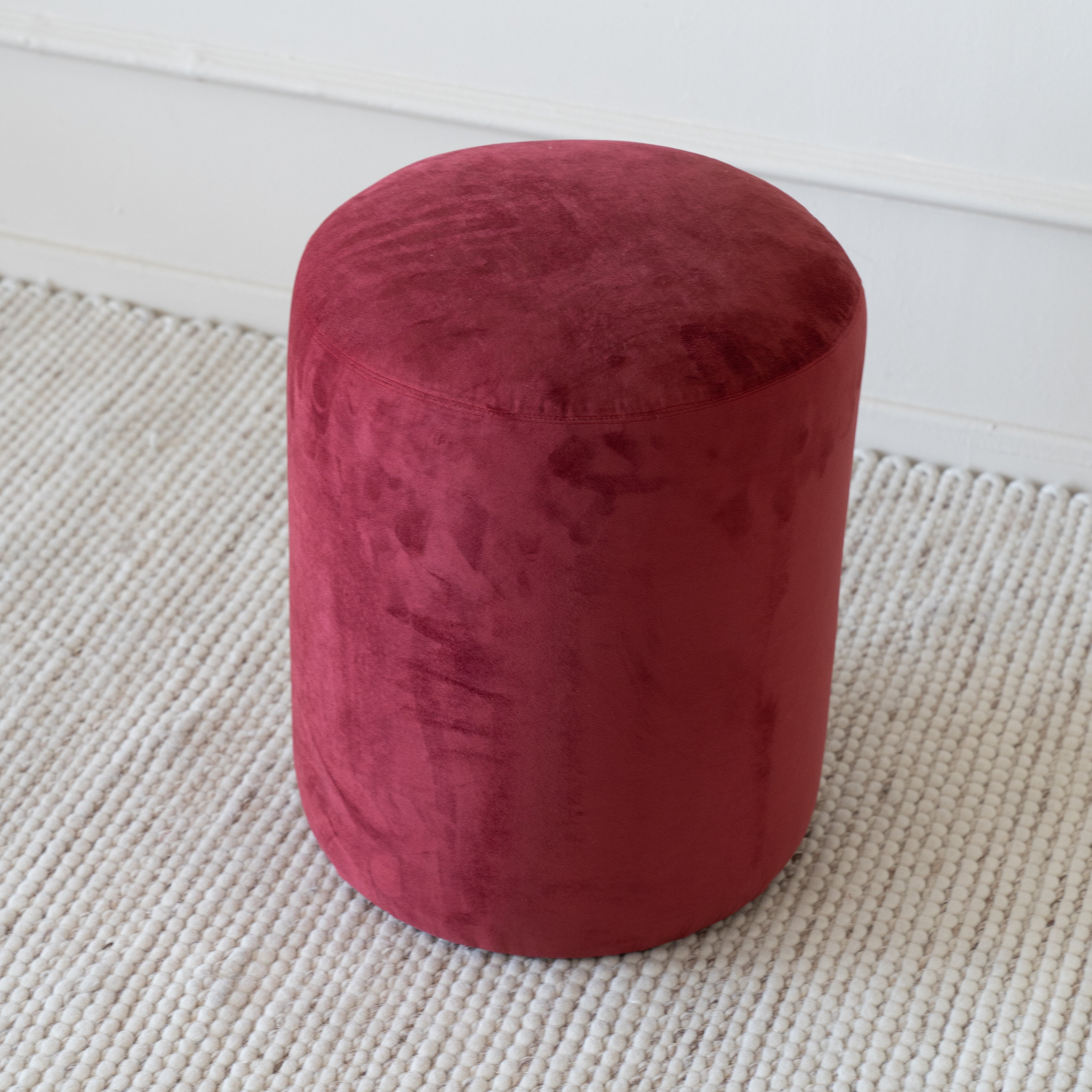 Contour Stool - Red Velvet - Wood and Steel Furnitures