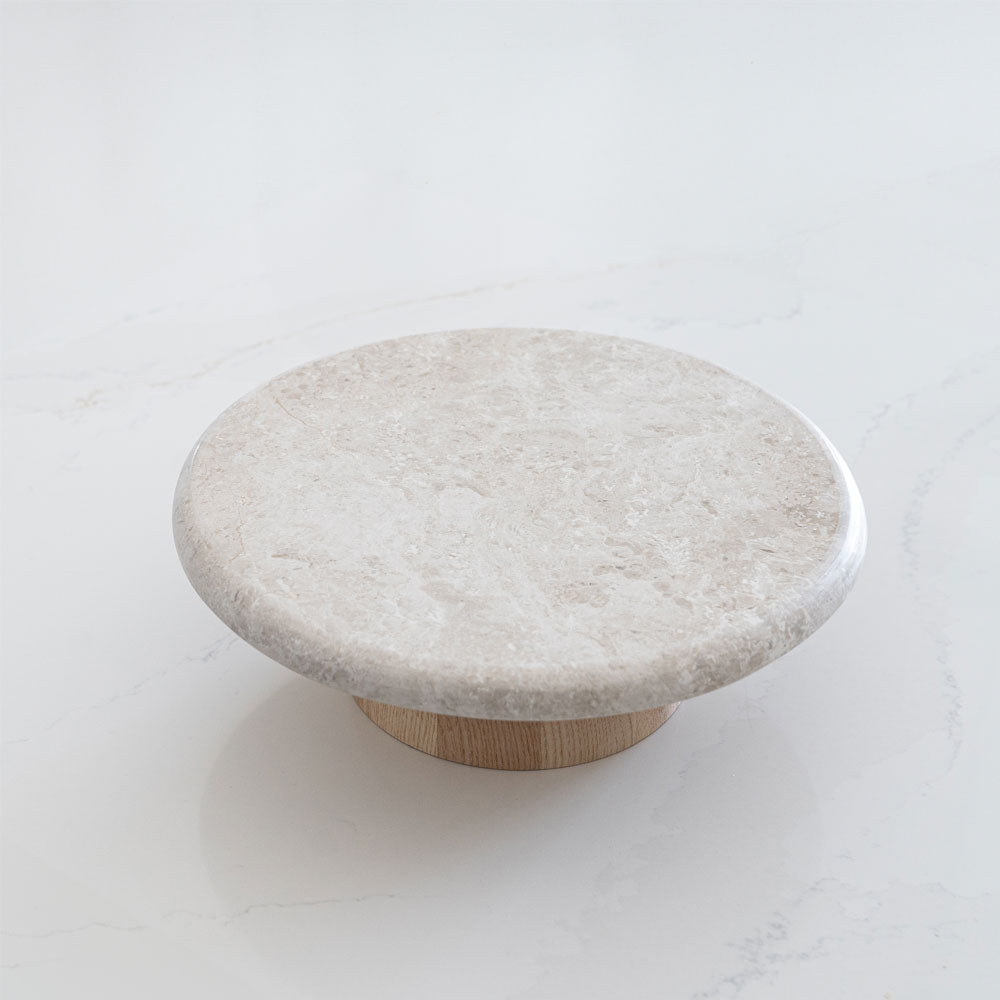 Travertine Cake Stand - Wood and Steel Furnitures