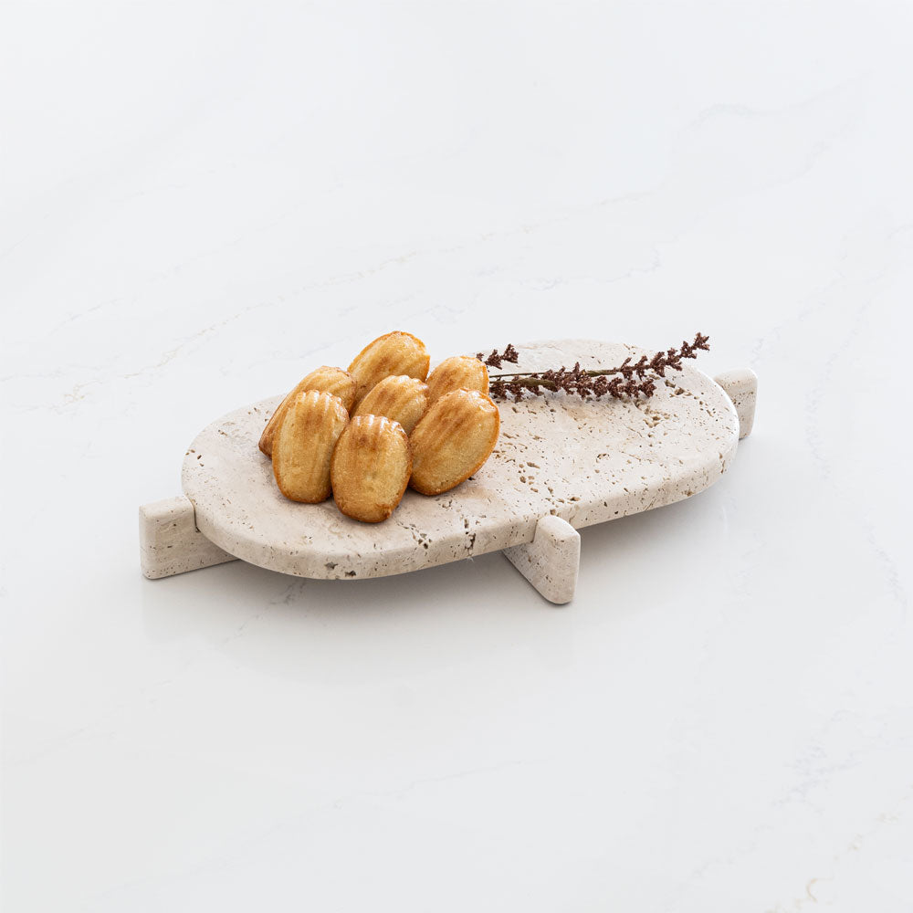 Travertine Oval Tray - Wood and Steel Furnitures